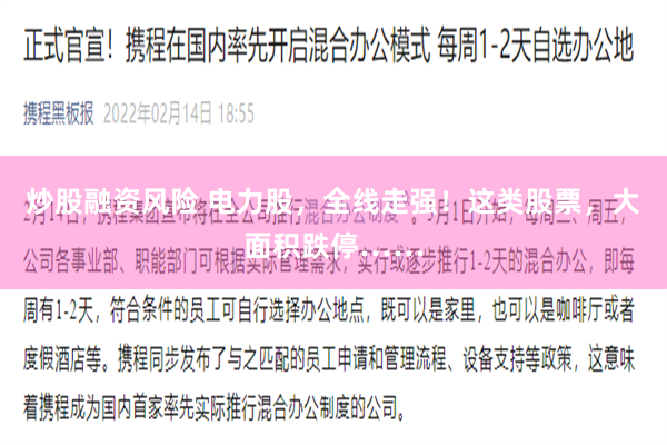 炒股融资风险 电力股，全线走强！这类股票，大面积跌停……