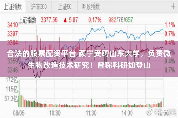 合法的股票配资平台 颜宁受聘山东大学，负责微生物改造技术研究！曾称科研如登山