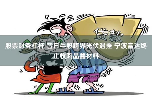股票财务杠杆 昔日牛股跨界光伏遇挫 宁波富达终止收购晶鑫材料